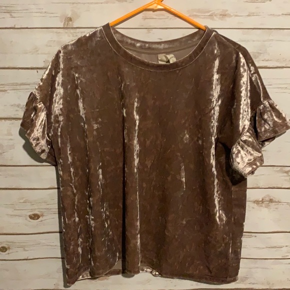 Altar'd State Tops - Altard State Pink Velvet Medium Short Sleeve Shirt